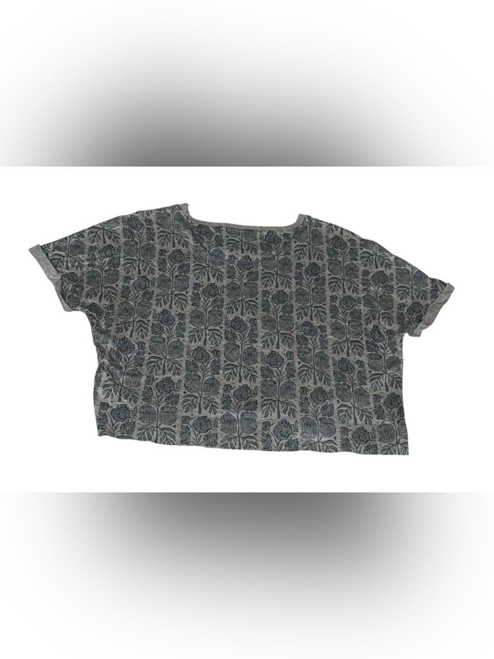 Anthropologie size M cropped tee shirt Bloomingprint floral botanical cuffs - Picture 11 of 14